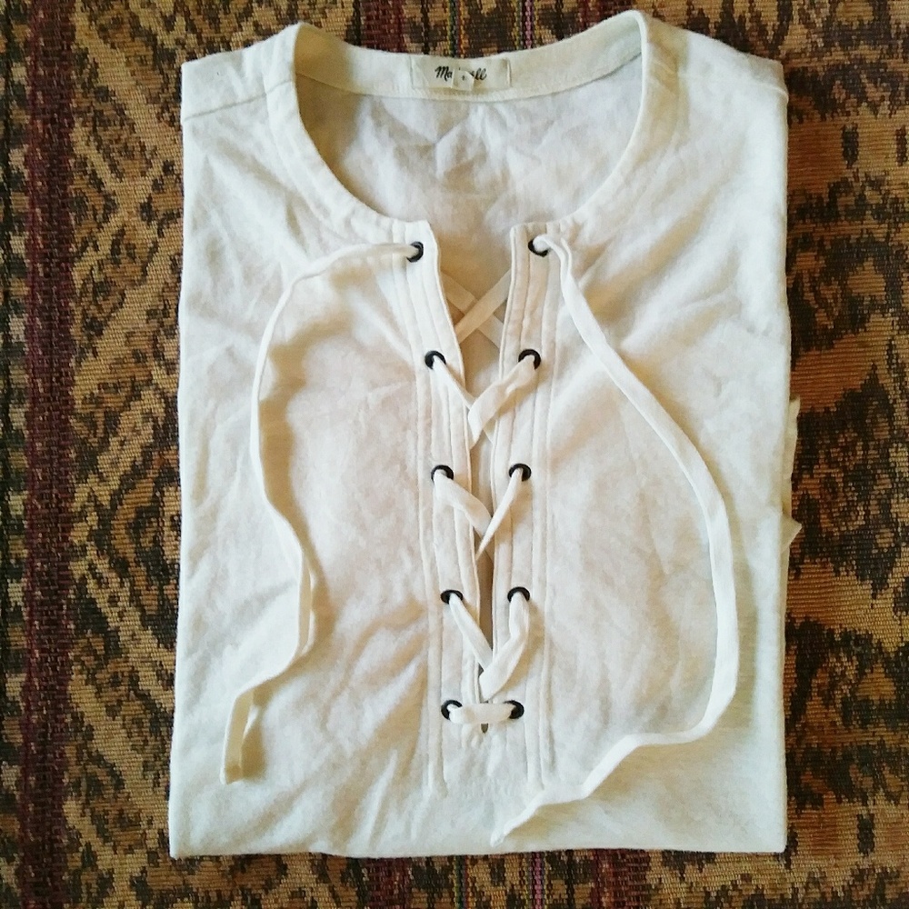 Madewell Cream Tie Front Blouse